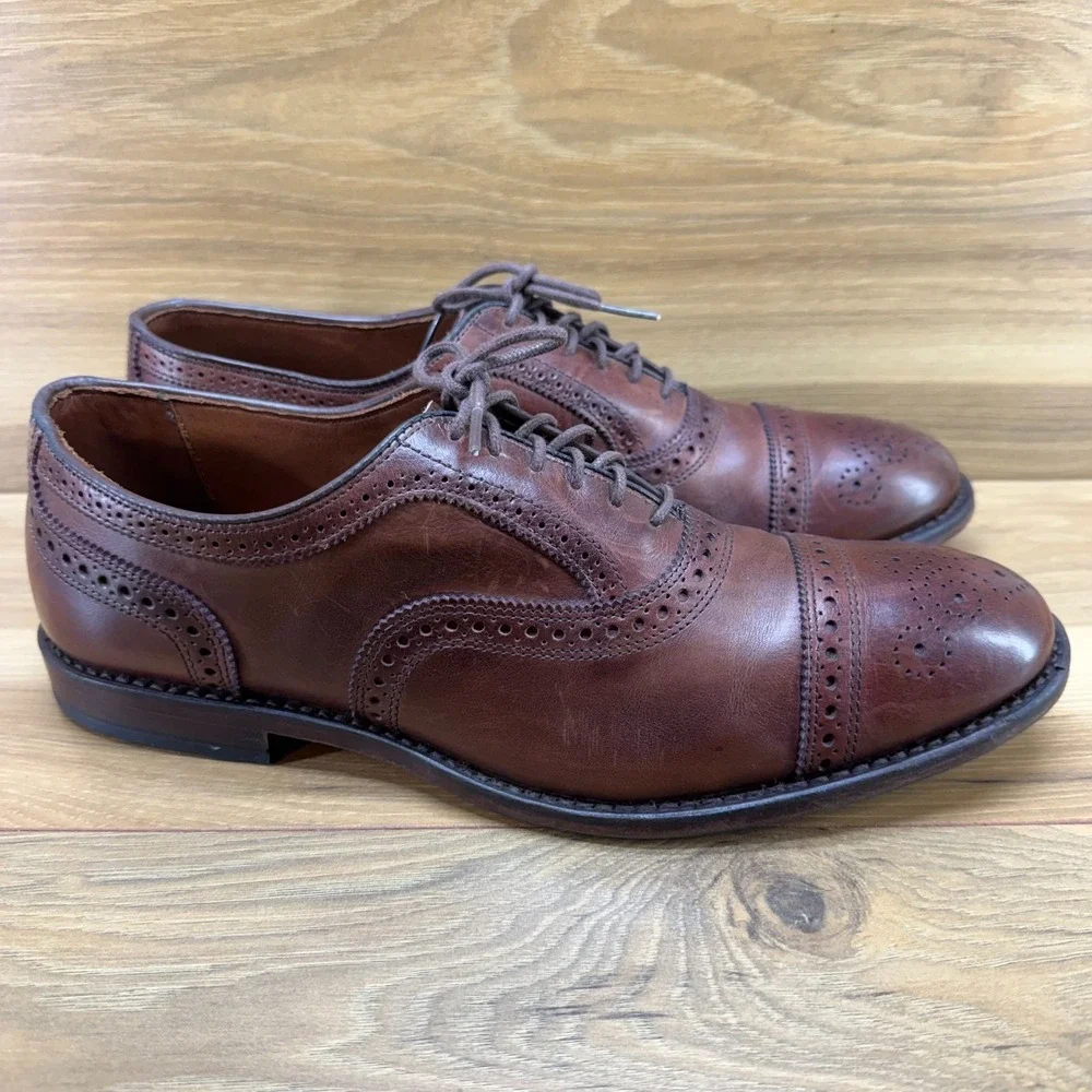 Allen Edmonds Strand Oxford Mens 10 D Mahogany Leather Cap Toe Balmoral 4630